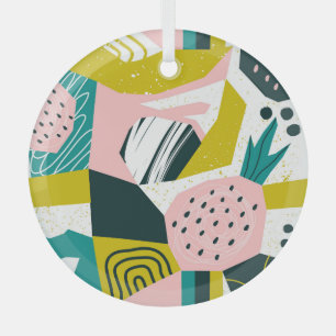 Ananas Abstrakte: Farbige Nahtlose Patchwork Ornament Aus Glas