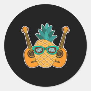 Ananas Aloha Beaches Hawaii Ukulele Geschenk - Rat Runder Aufkleber
