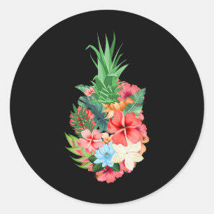 Ananas Aloha Beaches Sommer - Blume Tropisch Runder Aufkleber