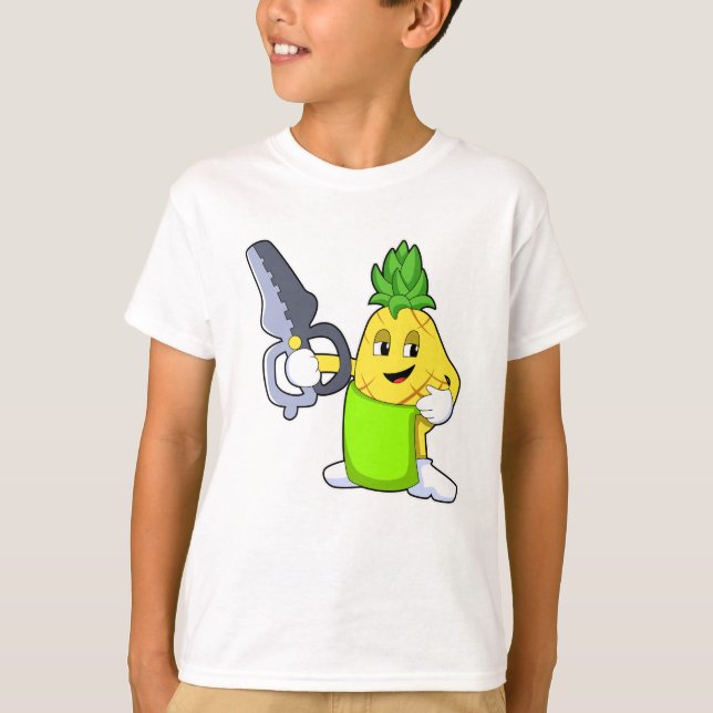 Ananas als Friseur mit Scheren & Razor T-Shirt (Vorderseite)