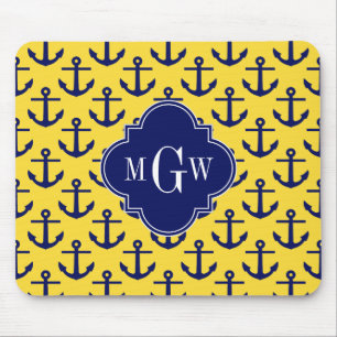 Ananas-Ananas-Ananas-BG, Navy-3-Monogramm Mousepad