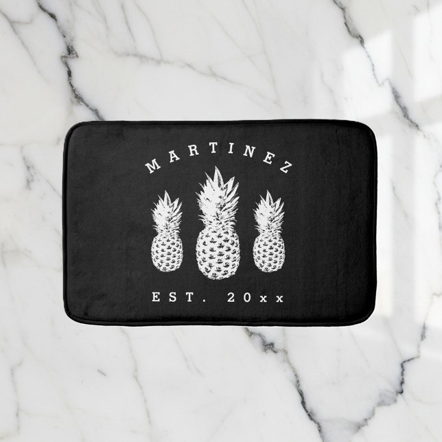 Ananas-Ananas-Ananas-Früchte-Bassmatte Badematte (black pineapple bath mat)