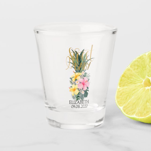Ananas-Ananas-Blütenbaby Schnapsglas (Vorderseite)