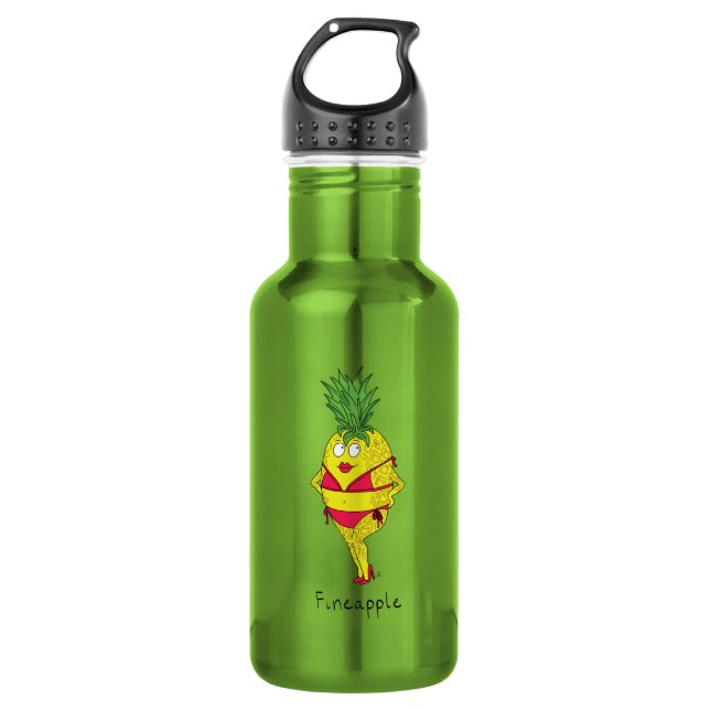 Ananas Ananas Button-up Girl Water Flasche Edelstahlflasche (Vorderseite)