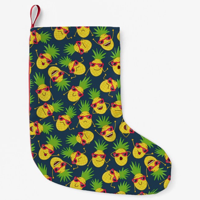 Ananas, Ananas, handgezeichnet, Sommermuster. Kleiner Weihnachtsstrumpf (Vorderseite)