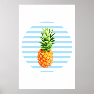 Ananas, Ananas-Poster, Kreis der blauen Streifen, Poster