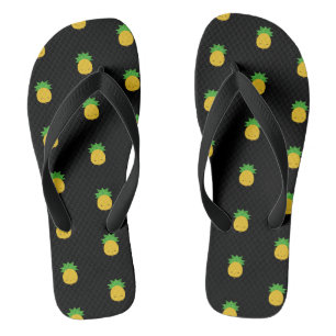 Ananas-Ananas-Süßsandalen aus Kawaii, schwarz gedr Flip Flops