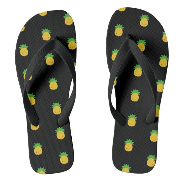 Ananas-Ananas-Süßsandalen aus Kawaii, schwarz gedr Flip Flops (Fußbett)