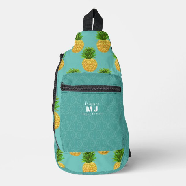 Ananas Aqua Crossbody Bag (Vorderseite)