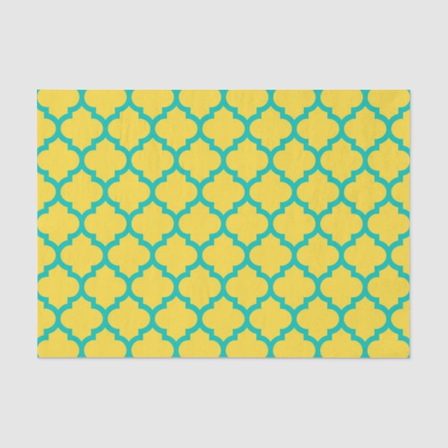 Ananas Aquamarines marokkanisches Quatrefolienmust Seidenpapier (Vorderseite)