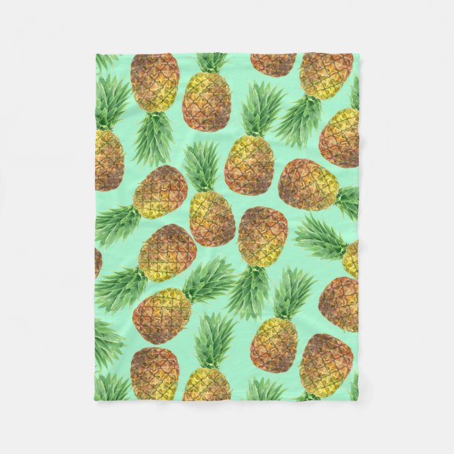 Ananas Aquarell 2 Fleecedecke (Vorderseite)