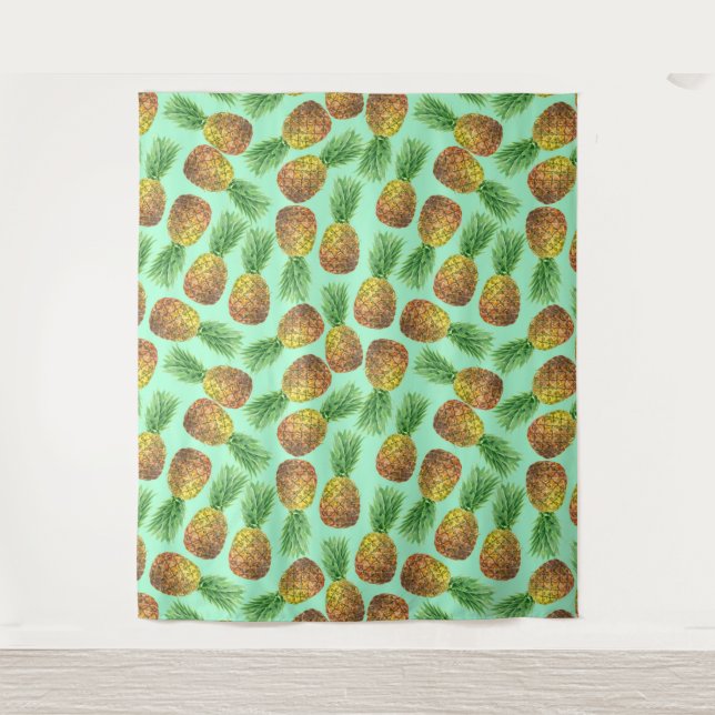Ananas Aquarell 2 Wandteppich (Vorderseite)