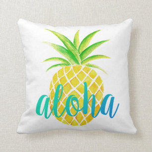 Ananas-Aquarell-Aloha tropischer Türkis Kissen