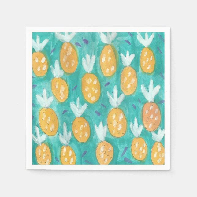 Ananas Aquarelldruck Serviette (Vorderseite)