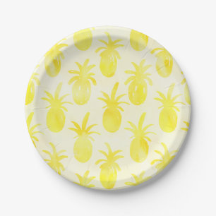 Ananas Aquarellgelbes Muster Pappteller