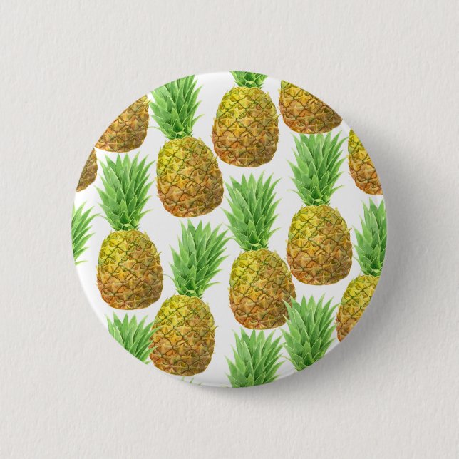 Ananas-Aquarellmuster Button (Vorderseite)