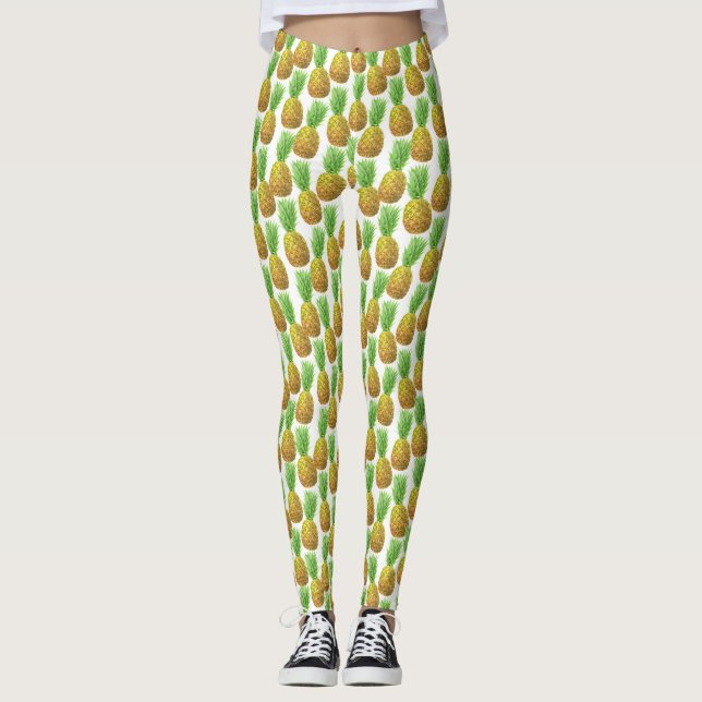 Ananas-Aquarellmuster Leggings (Vorderseite)