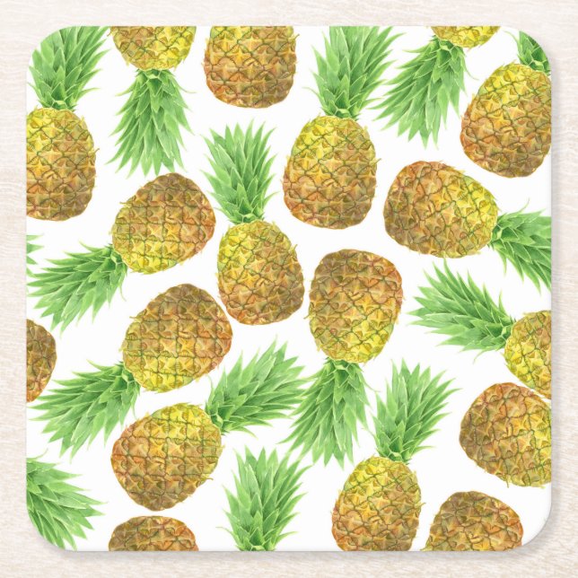 Ananas-Aquarellmuster Rechteckiger Pappuntersetzer (Vorderseite)