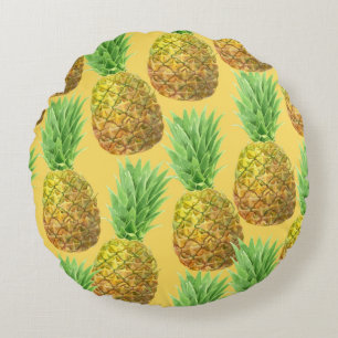 Ananas-Aquarellmuster Rundes Kissen