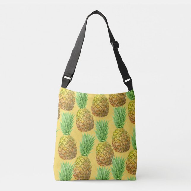 Ananas-Aquarellmuster Tragetaschen Mit Langen Trägern (Vorderseite)