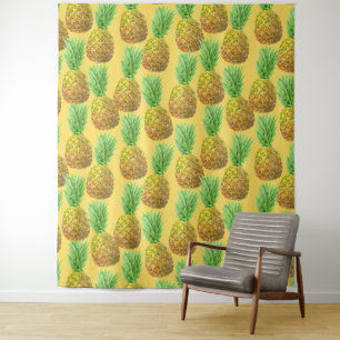 Ananas-Aquarellmuster Wandteppich