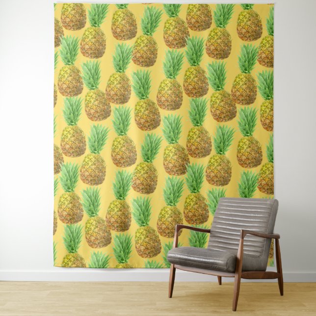 Ananas-Aquarellmuster Wandteppich (Beispiel)