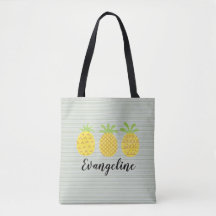 Ananas-Aquarelltrio mit grünem Pinstreifen