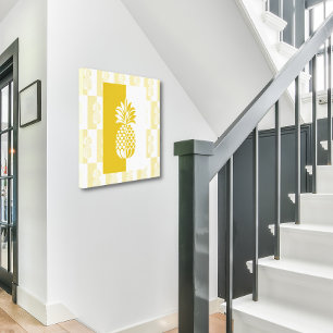 Ananas Art   Moderne Gold- und Weißkanvas Leinwanddruck
