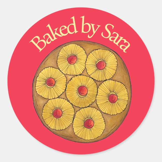 Ananas auf dem Kopf Backkuchen gebacken aus Bäcker Runder Aufkleber (Vorderseite)