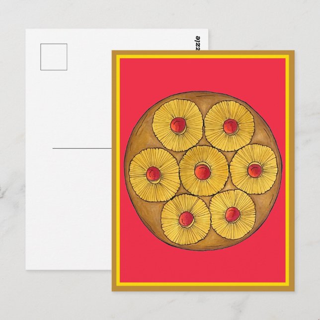 Ananas Auf dem Kopf Backkuchen Kirschen backen Des Postkarte (Vorne/Hinten)
