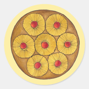 Ananas Auf dem Kopf Backkuchen Kirschen backen Des Runder Aufkleber