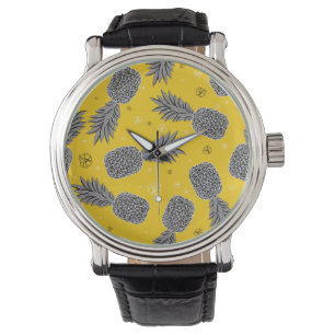 Ananas auf Gold Armbanduhr
