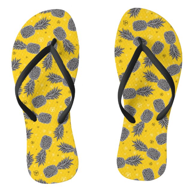 Ananas auf Gold Flip Flops (Fußbett)