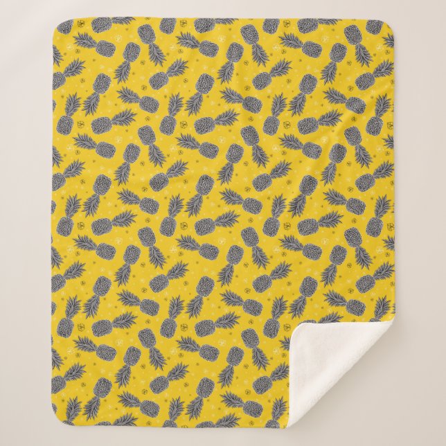 Ananas auf Gold Sherpadecke (Vorderseite)