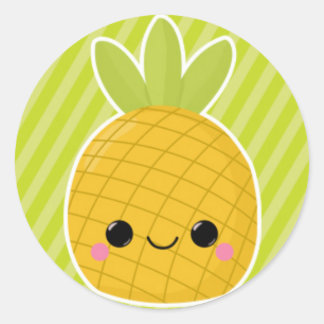 Ananas auf grünen Streifen Runder Aufkleber
