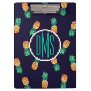 Ananas auf Monogramm der Marine-  Klemmbrett