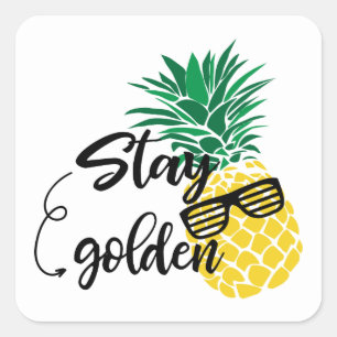 Ananas-Aufkleber für Golden Beach bleibe Quadratischer Aufkleber