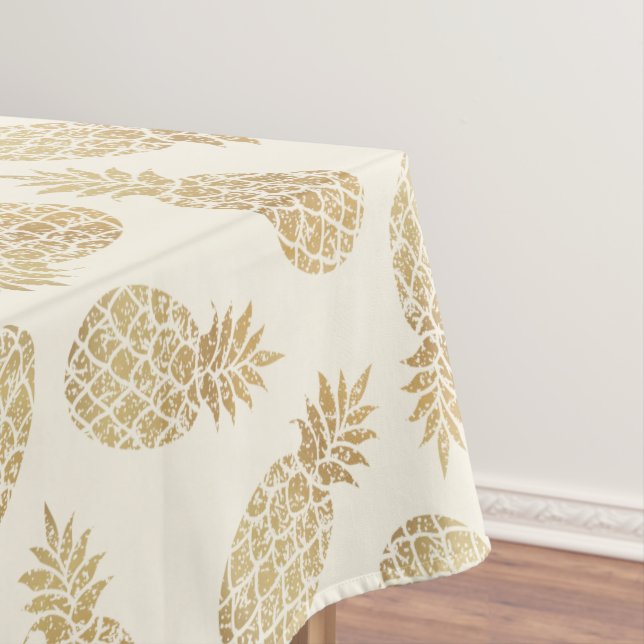 Ananas aus Gold auf Elfenbeintropen Tischdecke (Beispiel)