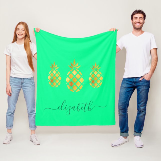 Ananas aus Gold, Neo-Minze-Monogramm Fleecedecke (Beispiel)