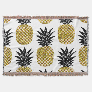 Ananas aus Gold: Von Hand Gezeichnet Weiß nahtlos. Decke