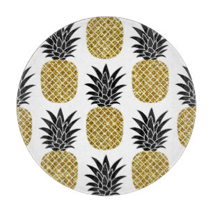 Ananas aus Gold: Von Hand Gezeichnet Weiß nahtlos. Schneidebrett