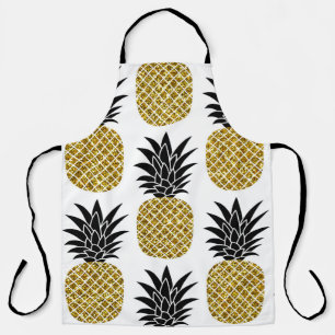 Ananas aus Gold: Von Hand Gezeichnet Weiß nahtlos. Schürze