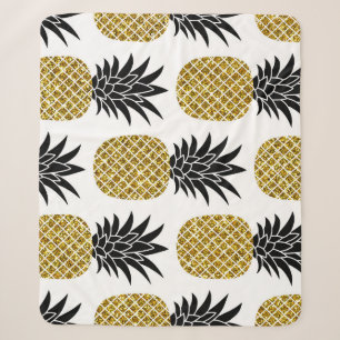 Ananas aus Gold: Von Hand Gezeichnet Weiß nahtlos. Sherpadecke