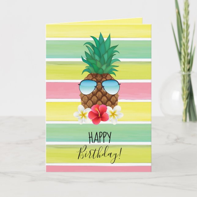 Ananas avec lunettes de soleil carte de voeux (Devant)