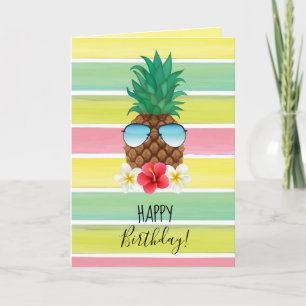 Ananas avec lunettes de soleil carte de voeux