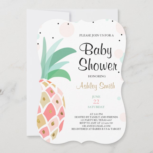 Ananas Baby Dusche Einladung Tropical Bridal (Vorderseite)