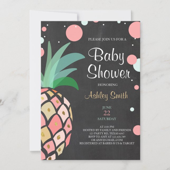 Ananas Baby Dusche Einladung Tropical Bridal (Vorderseite)