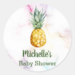Ananas-Babyparty-Bevorzugung danken Ihnen Runder Aufkleber