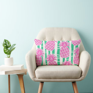 Ananas Bambus Streifen Pink & Green Muster Lendenkissen