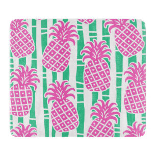 Ananas Bambus Streifen Pink & Green Muster Schneidebrett